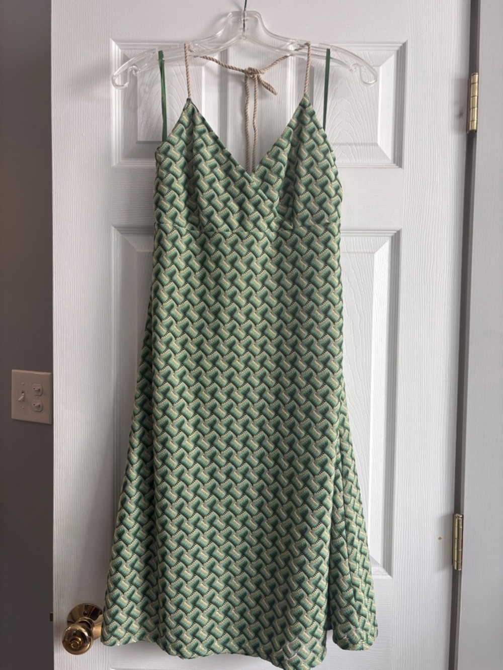 LOFT Green Patterned Slip Midi Dress